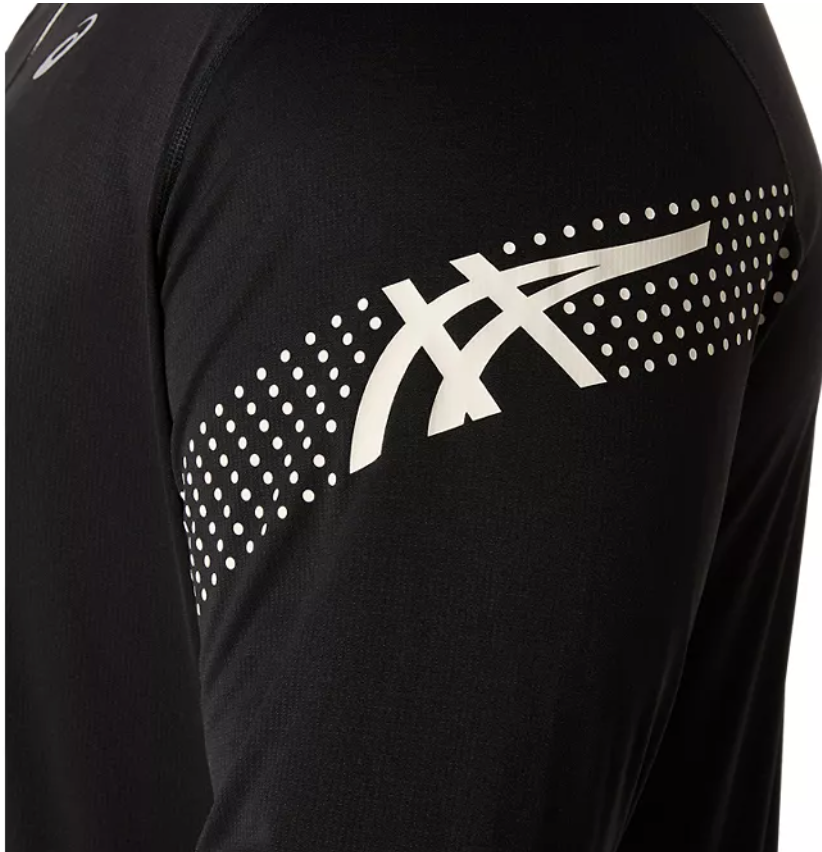 2026 Rose Bowl Half Marathon & 5K - ASICS Men's Icon Long Sleeve 1/2 Zip Black (2011D241) (RB26-17)