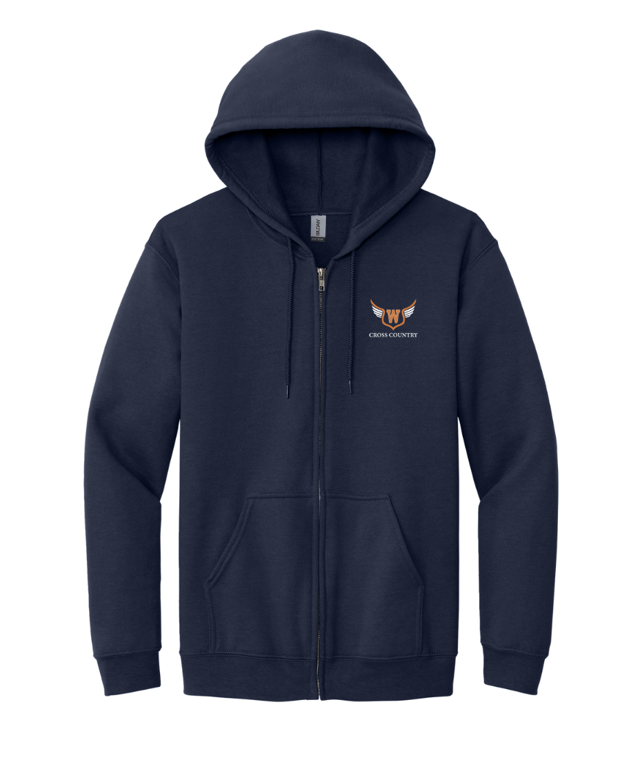 Walpole Middle School Cross Country - Adult Full Zip Hooded Sweatshirt (18600)