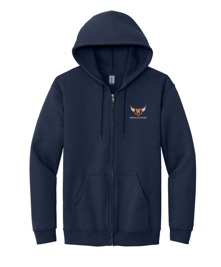 Walpole Middle School Cross Country - Adult Full Zip Hooded Sweatshirt (18600)
