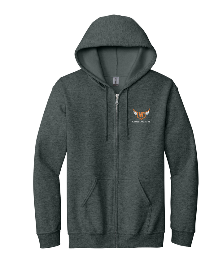 Walpole Middle School Cross Country - Adult Full Zip Hooded Sweatshirt (18600)