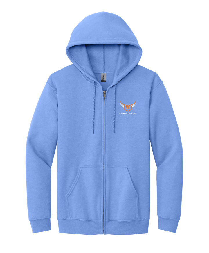 Walpole Middle School Cross Country - Adult Full Zip Hooded Sweatshirt (18600)