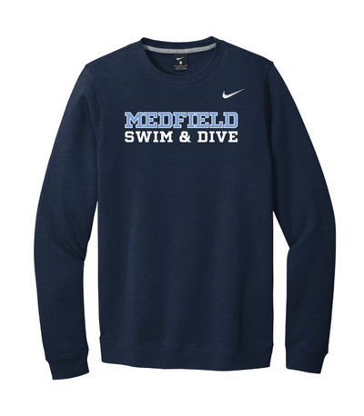 Medfield Swim & Dive - Unisex Adult Nike Club Fleece Crew (CJ1614)