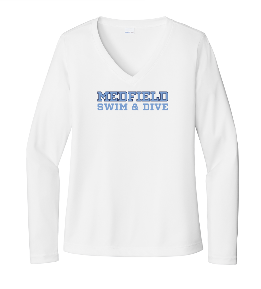 Medfield Swim & Dive - Women's Long Sleeve Performance V-Neck Tee (LST353LS)