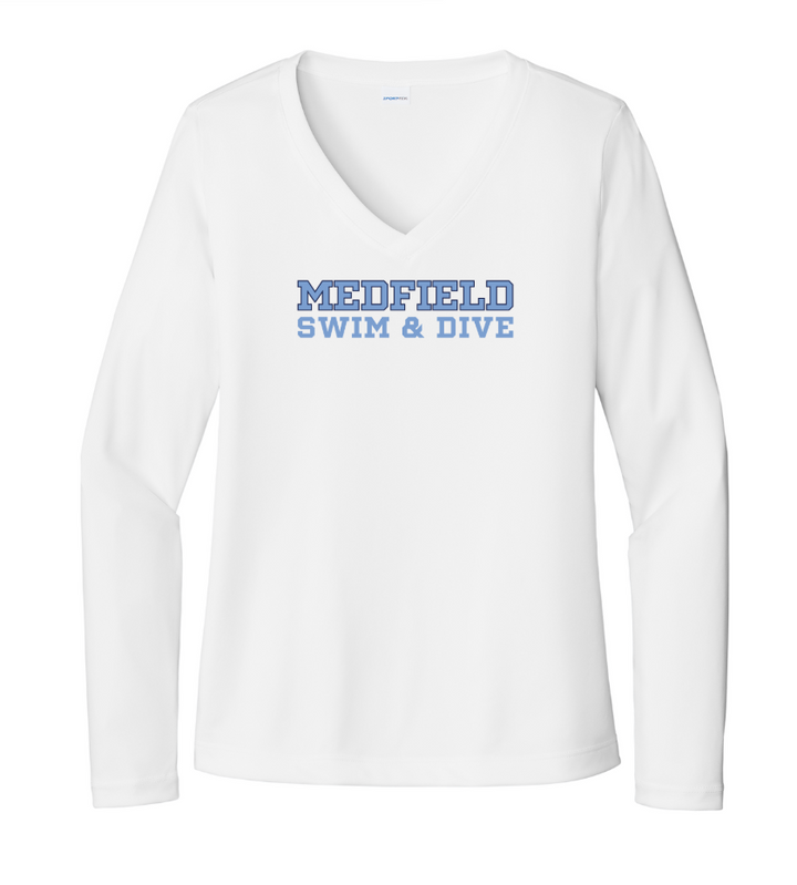 Medfield Swim & Dive - Women's Long Sleeve Performance V-Neck Tee (LST353LS)