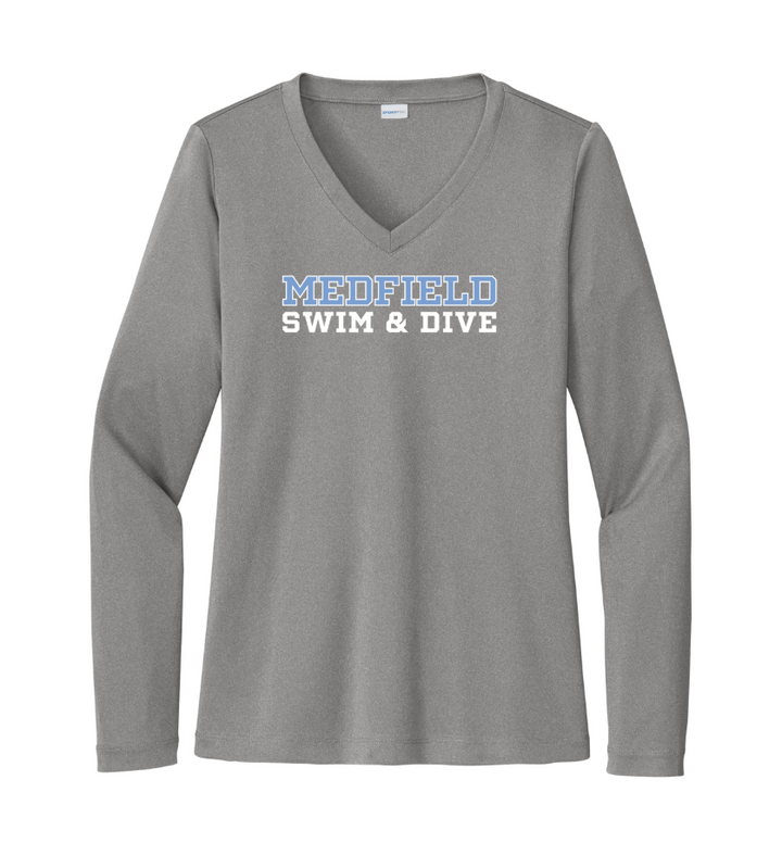 Medfield Swim & Dive - Women's Long Sleeve Performance V-Neck Tee (LST353LS)