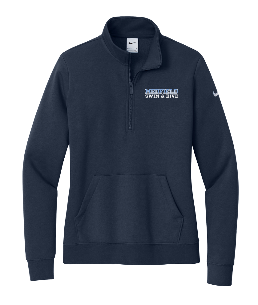 Medfield Swim & Dive - Nike Women's Club Fleece Sleeve Swoosh 1/2-Zip (NKDX6720)