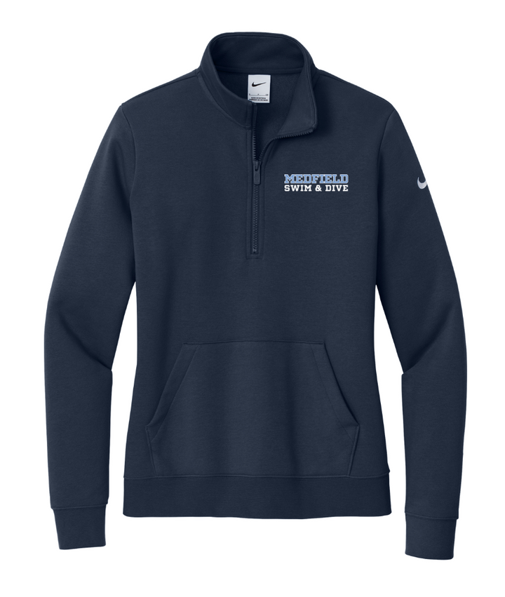 Medfield Swim & Dive - Nike Women's Club Fleece Sleeve Swoosh 1/2-Zip (NKDX6720)
