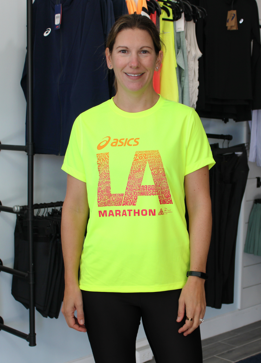 Maratón de Los Ángeles ASICS 2026 - Camiseta de manga corta ASICS Ready Set para mujer, color amarillo seguridad (2012b469) (LA26-13, LA26-14)