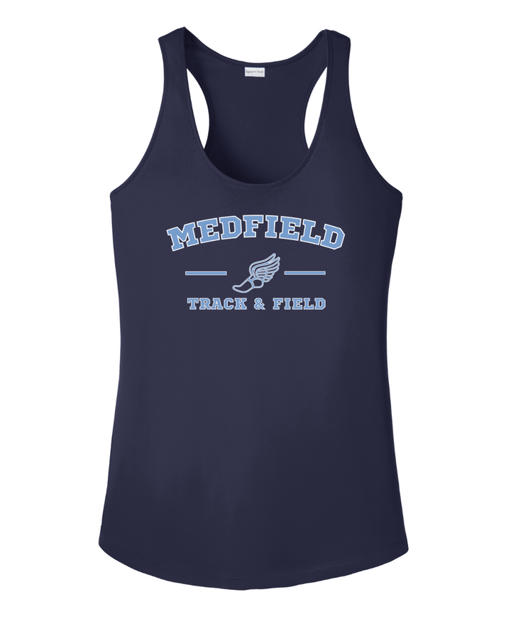 Medfield Track & Field - Camiseta de tirantes deportiva de alto rendimiento para mujer (LST356)