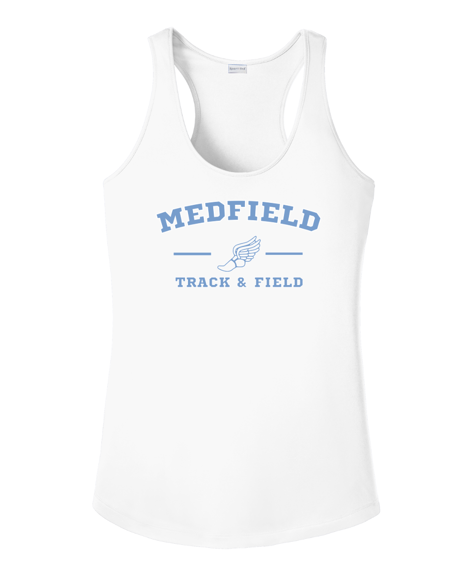 Medfield Track & Field - Camiseta de tirantes deportiva de alto rendimiento para mujer (LST356)
