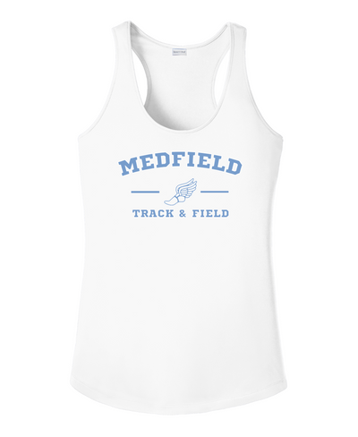 Medfield Track & Field - Camiseta de tirantes deportiva de alto rendimiento para mujer (LST356)