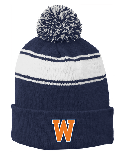 Gorro de lacrosse juvenil para niñas Walpole con pompón a rayas (STC28) 