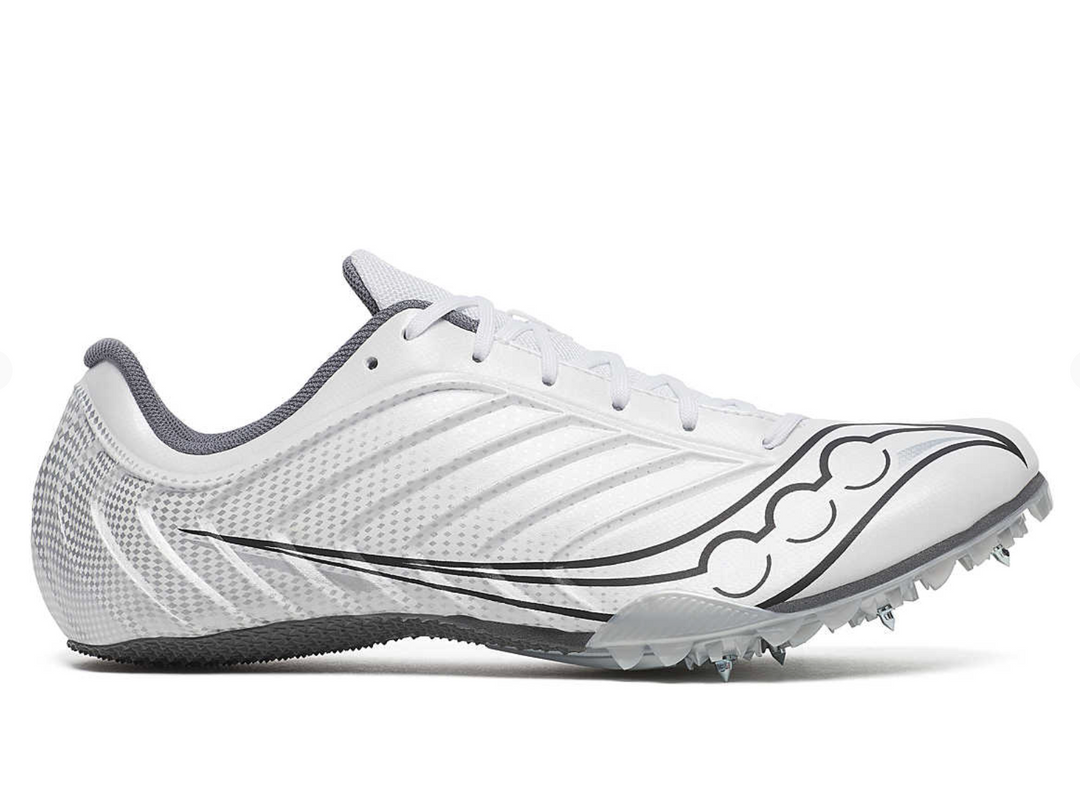 Zapatillas de atletismo con clavos Saucony Spitfire 5 para hombre, color blanco carbón (S29055-10)