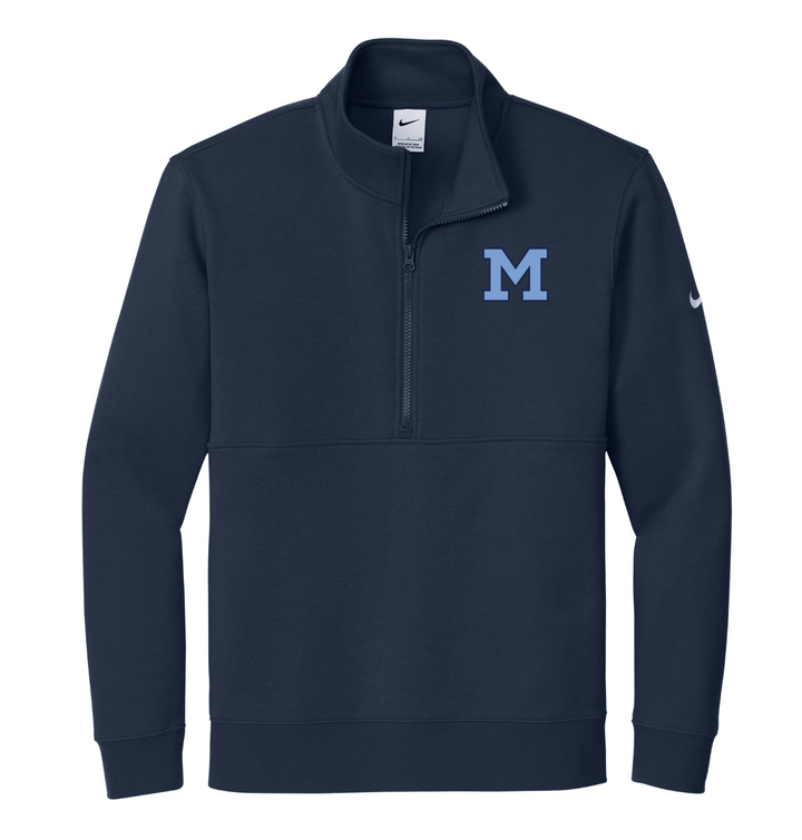 Medfield Swim & Dive - Camiseta Nike Club Fleece con manga corta y media cremallera (NKDX6718)