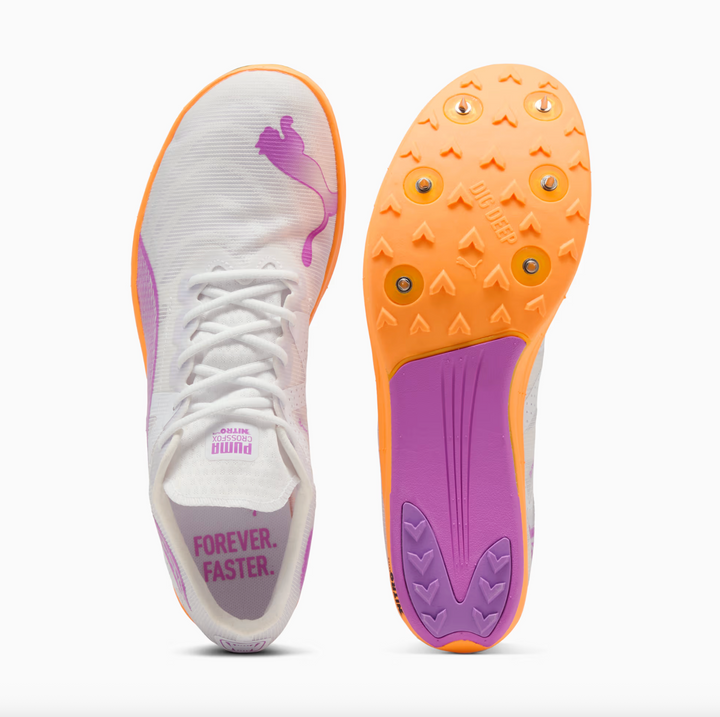 Zapatillas de clavos unisex Puma Crossfox Nitro Elite - Blanco/Magenta (310141 04) 