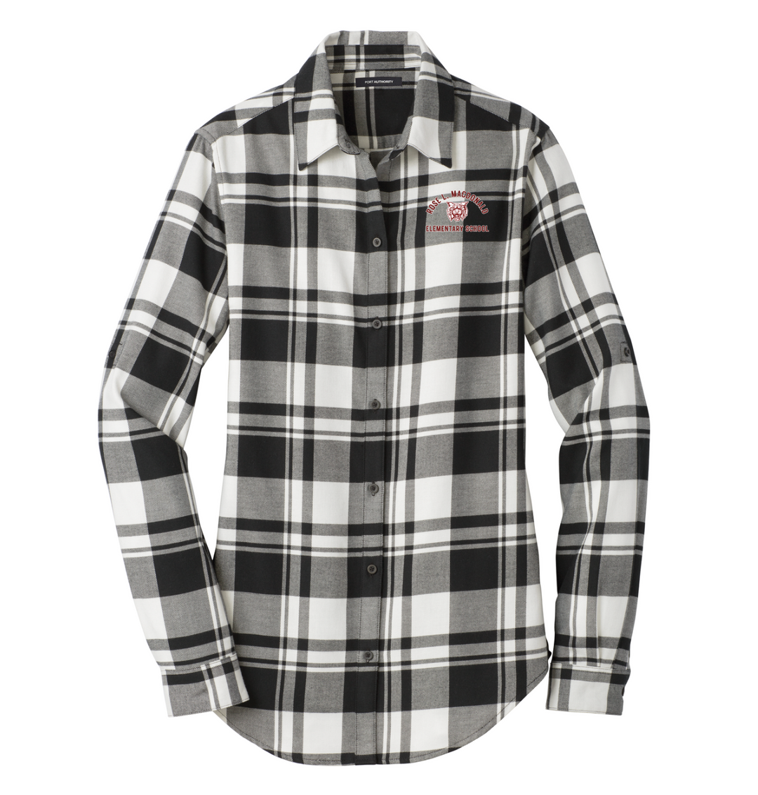 Escuela Primaria Rose L. MacDonald - Camisa de franela a cuadros para mujer (LW668)