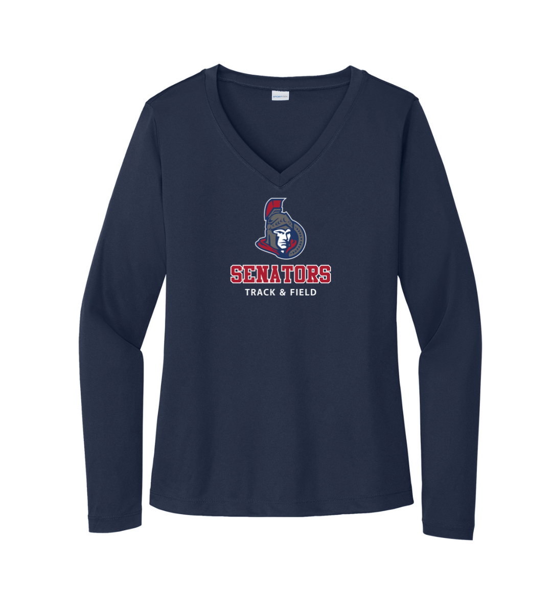 Mahar Track & Field - Camiseta deportiva de manga larga con cuello en V para mujer (LST353LS) 