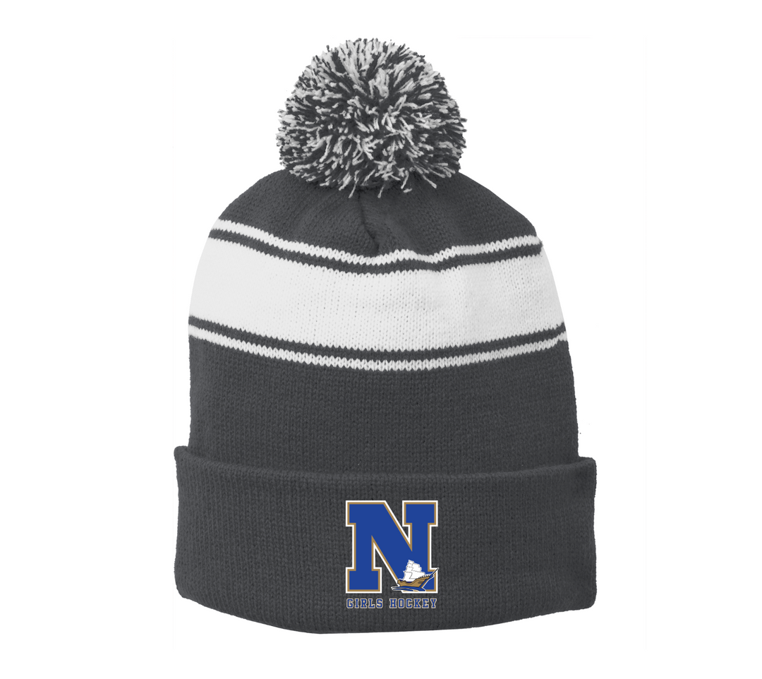 Norwell Girls Hockey - Stripe Pom Pom Beanie (STC28)