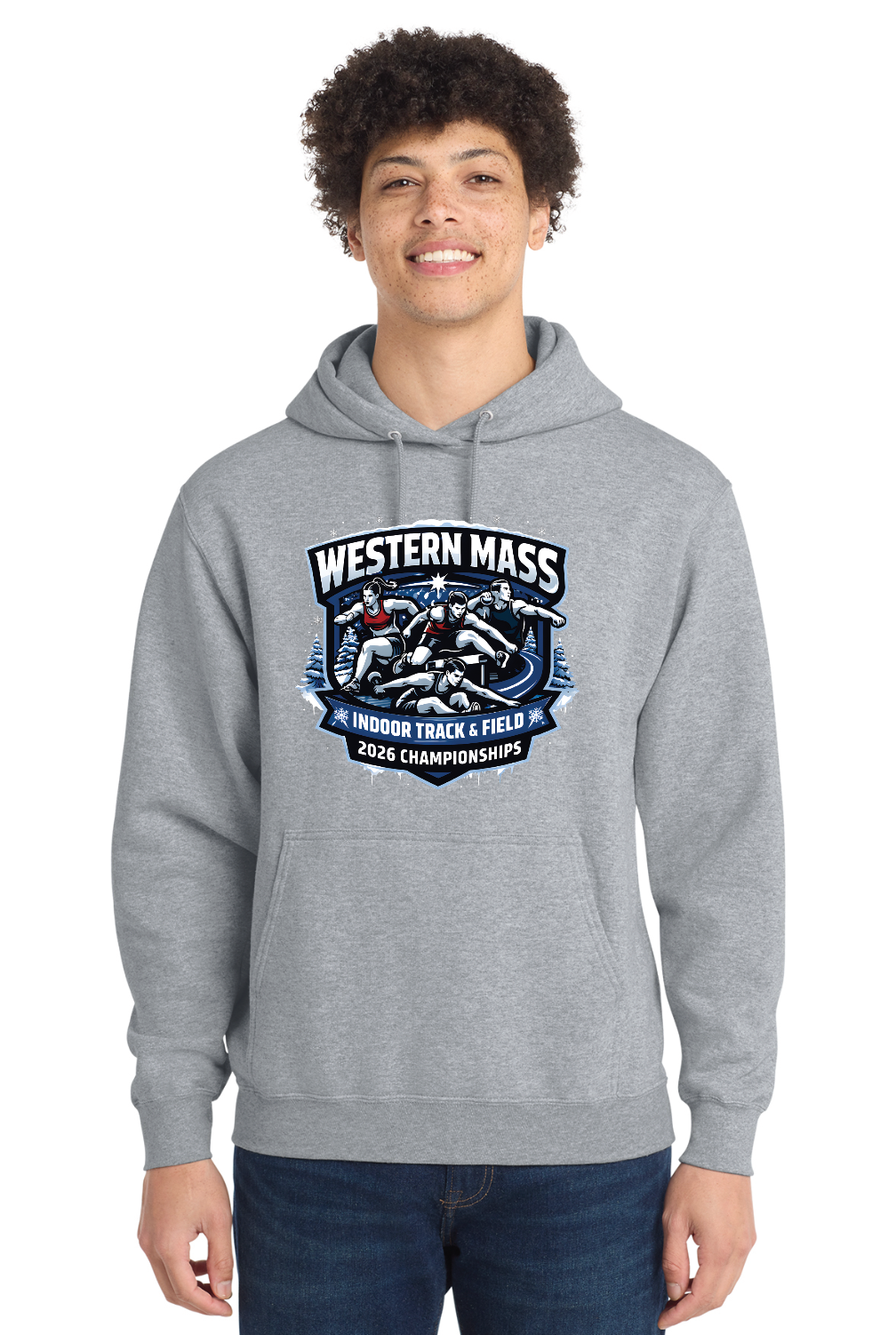 Sudadera con capucha oficial del campeonato unisex Western MA Indoor T&F 2026 (PC78H)