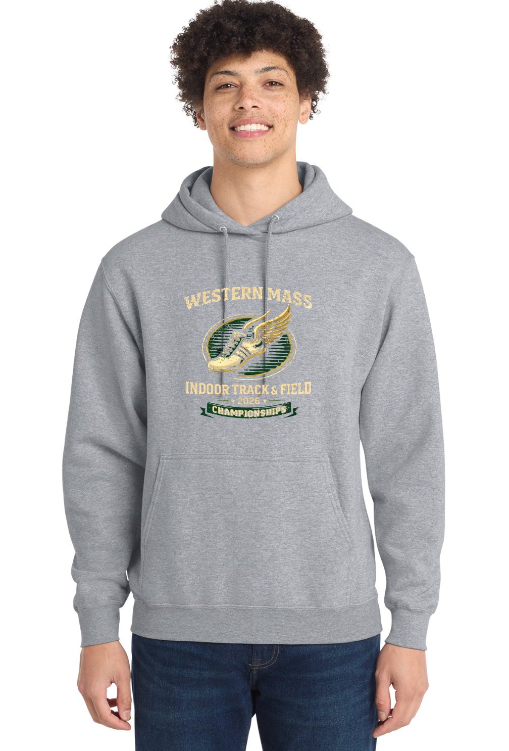 Sudadera con capucha oficial del campeonato unisex Western MA Indoor T&F 2026 (PC78H)