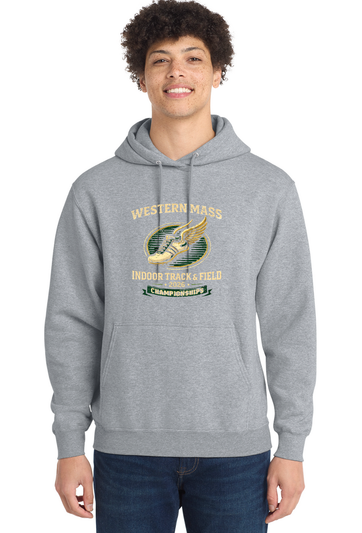 Sudadera con capucha oficial del campeonato unisex Western MA Indoor T&F 2026 (PC78H)