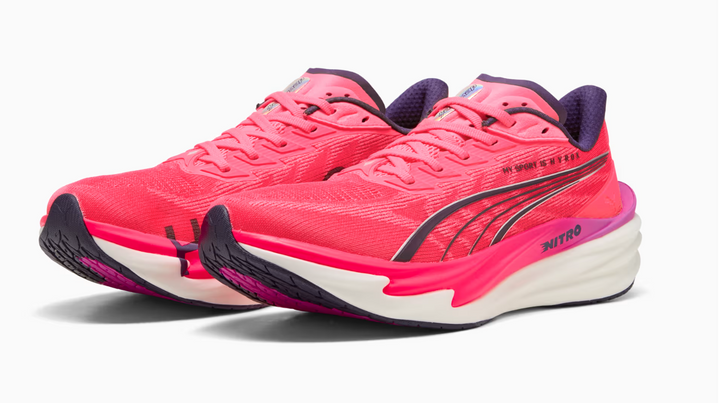 Puma Deviate Nitro 4 para hombre - Blanco Puma, Orquídea Eléctrica y Rosa Puro