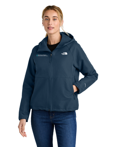 Hospital General Brigham Faulkner de Massachusetts - Chaqueta softshell con capucha Barr Lake de The North Face para mujer (NF0A8BUE)