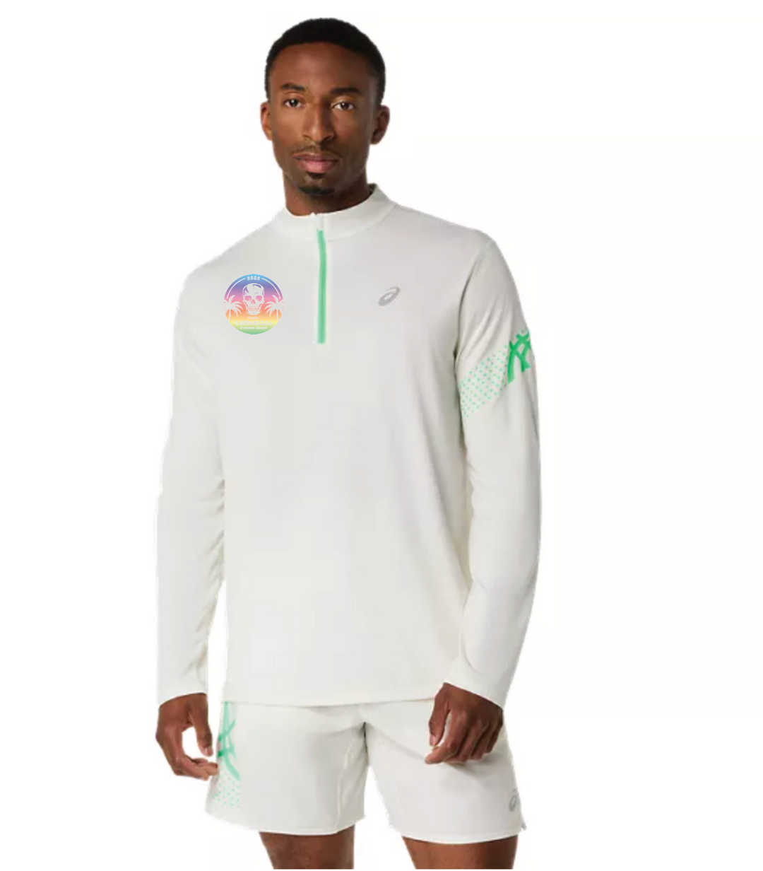 Gasparilla Expo 2026 ASICS Men's Icon Long Sleeve 1/2 Zip Cream/Vital Green (2011D459) (GAS-47)