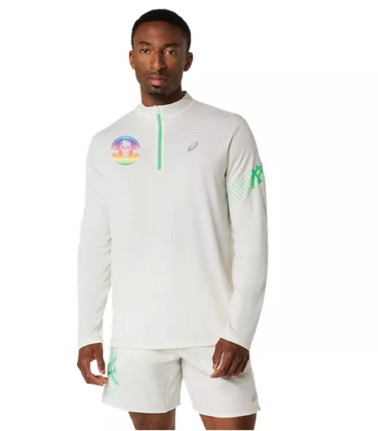 Gasparilla Expo 2026 ASICS Men's Icon Long Sleeve 1/2 Zip Cream/Vital Green (2011D459) (GAS-47)