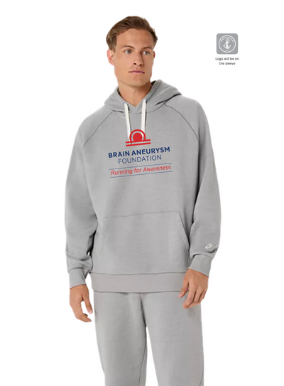 Sudadera con capucha unisex de forro polar de ASICS, color gris jaspeado (2031F470)