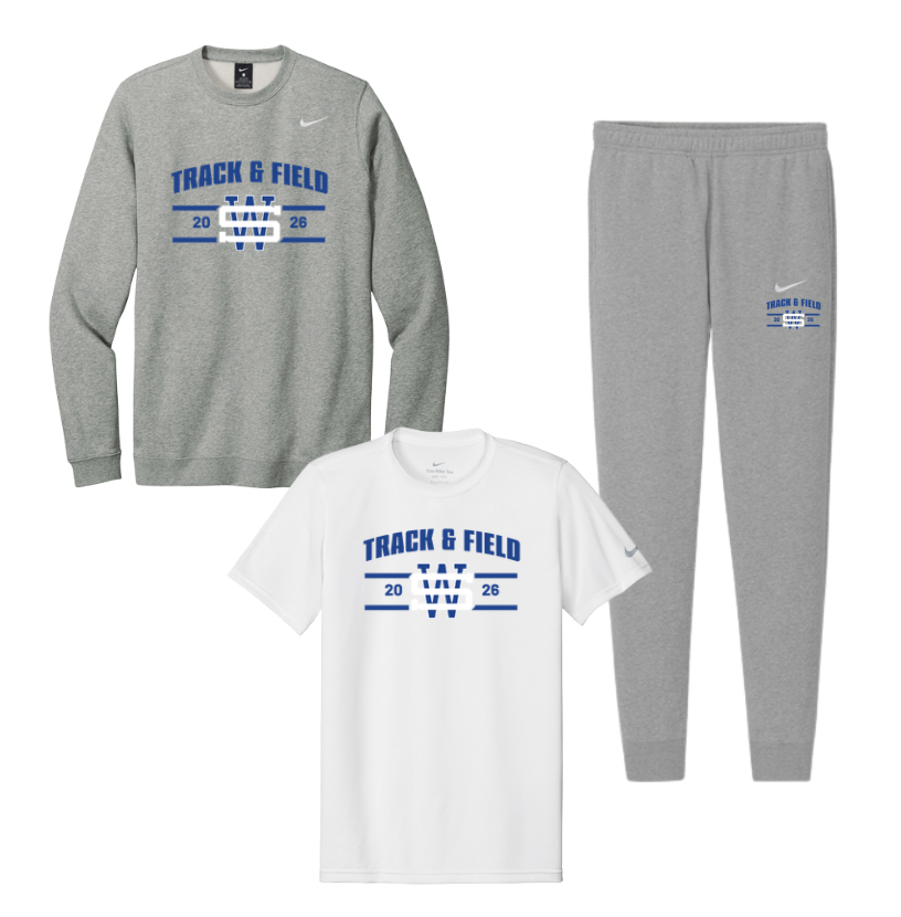 West Springfield Track & Field- Team Kit -  Nike (NKFD9863/Dark Grey Heather, CJ1611/Dark Grey Heather, NKDX8730/White)