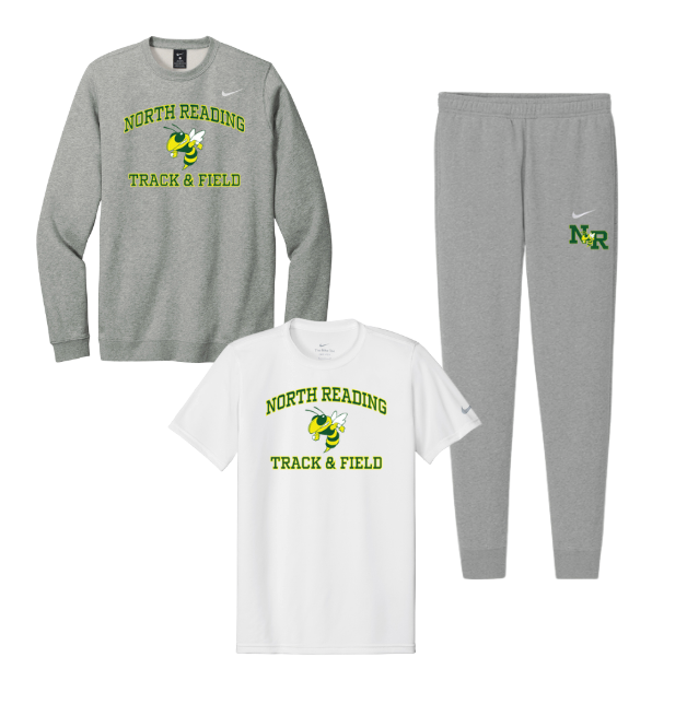 North Reading Track & Field- Team Kit -  Nike (NKFD9863/Dark Grey Heather, CJ1611/Dark Grey Heather, NKDX8730/White)