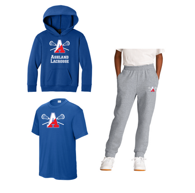 Ashland Youth Lacrosse- Team Kit (PC68YH Royal Blue , PC78YJ Athletic Heather, YST350 Royal Blue)
