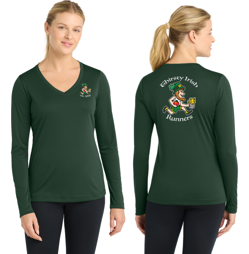 Thirsty Irish Runners - Women's Long Sleeve Performance V-Neck T-Shirt (LST353LS)