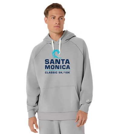Sudadera con capucha unisex ASICS de forro polar, estilo relajado, gris jaspeado (2031F470)