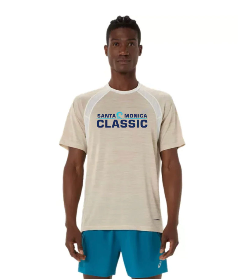 Camiseta ASICS Road SS para hombre, color crema (2011D453)