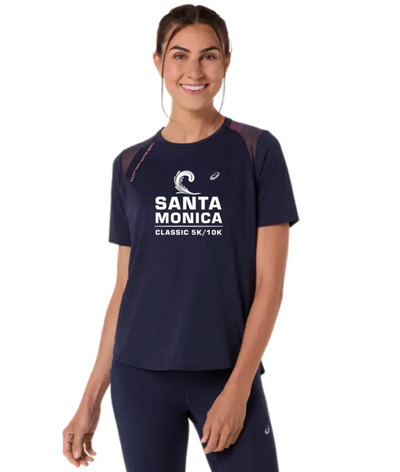 Camiseta ASICS de manga corta de carretera para mujer, color medianoche (2012D371)