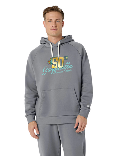 Sudadera con capucha unisex ASICS de forro polar, estilo relajado, gris jaspeado (2031F470)