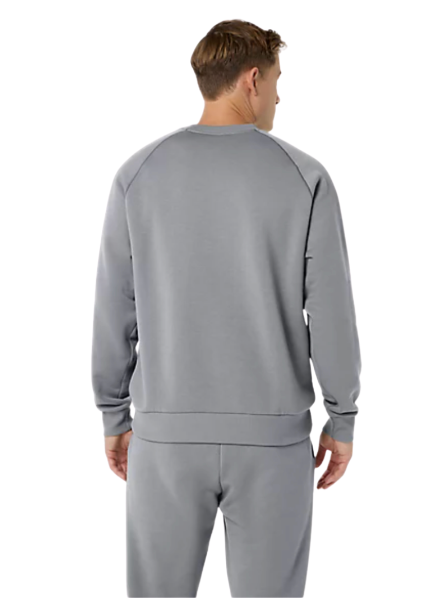 Sudadera unisex de forro polar ASICS con cuello redondo, gris jaspeado (2031F469)