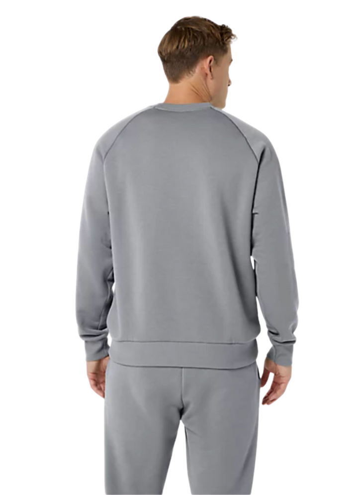 Sudadera unisex de forro polar ASICS con cuello redondo, gris jaspeado (2031F469)