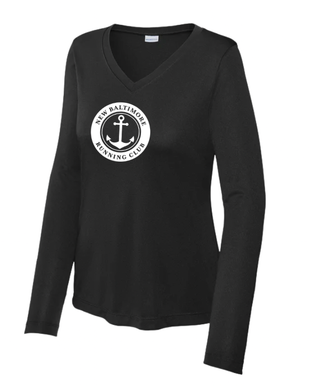 New Baltimore Run Club - Women's Long Sleeve Performance V-Neck T-Shirt (LST353LS)