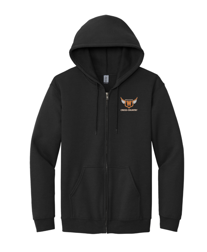 Walpole Middle School Cross Country - Adult Full Zip Hooded Sweatshirt (18600)