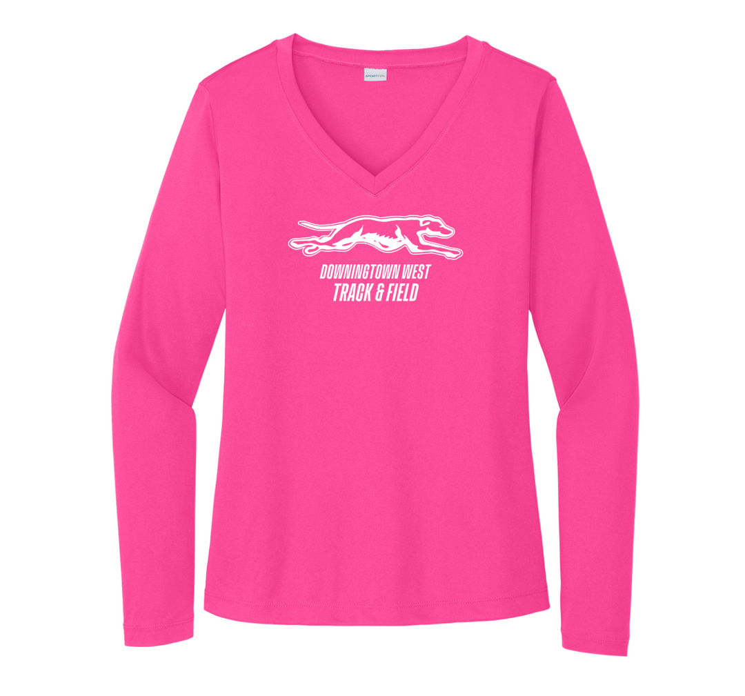 Downingtown West XC and T&F - Women's Long Sleeve Performance V-Neck Tee (LST353LS)