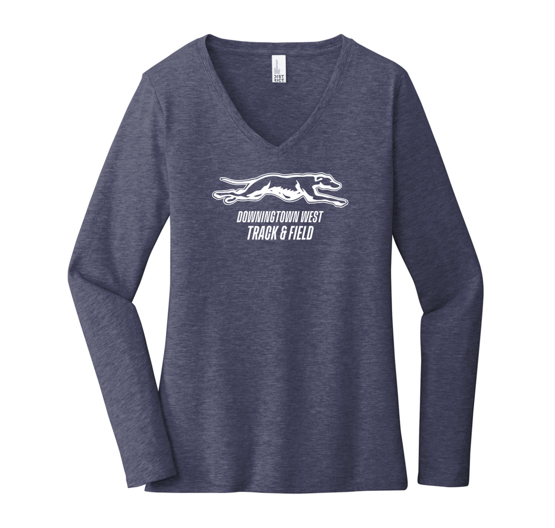 Downingtown West XC and T&F - Women's Long Sleeve V-Neck Tee (DT6201)