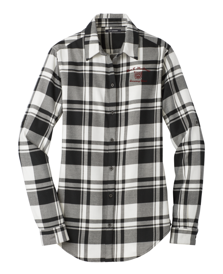Escuela Primaria Rose L. MacDonald - Camisa de franela a cuadros para mujer (LW668)