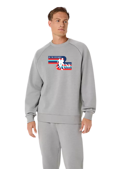 Sudadera unisex de forro polar con cuello redondo de ASICS, color gris jaspeado (2031F469)