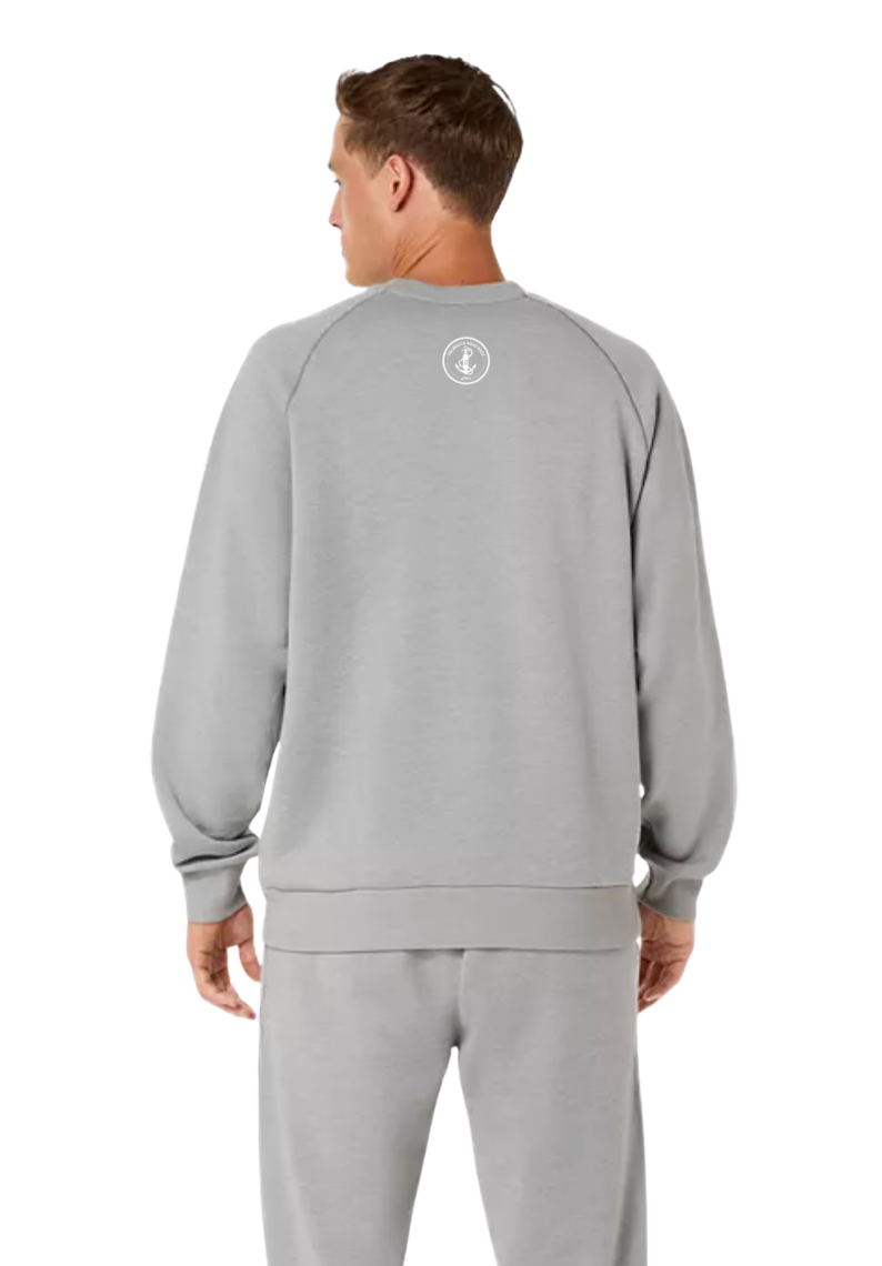 Sudadera unisex de forro polar con cuello redondo de ASICS, color gris jaspeado (2031F469)