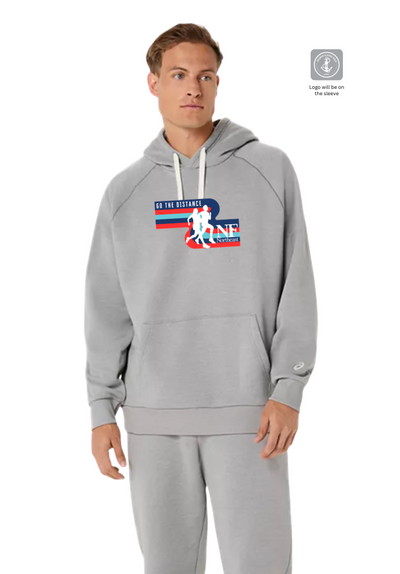 Sudadera con capucha unisex de forro polar de ASICS, color gris jaspeado (2031F470)