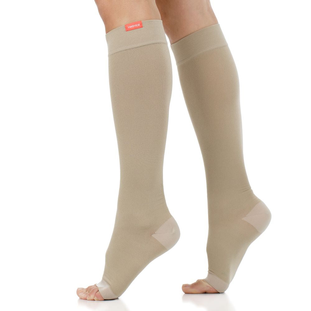 20-30 mmHg: Solid (Open Toe - Moisture-wick Nylon Compression Socks)
