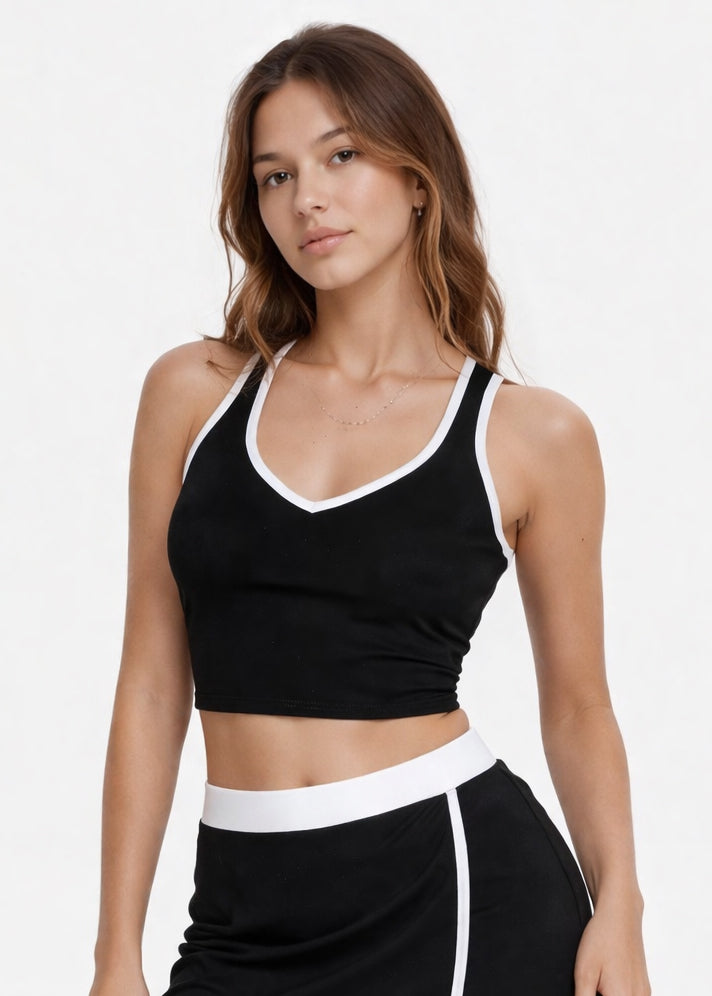 Contrast Cropped Sports Bra Made in USA